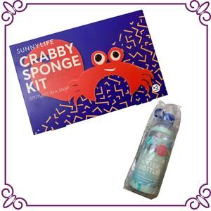 SunnyLIFE Kids Crabby Sponge Kit & Beach Water Bottle NEW